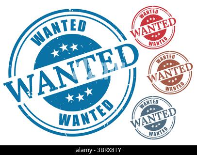 A Highly Wanted Stamp Vector Set, Grunge Rubber Most Desired Label Pack Stock Vector
