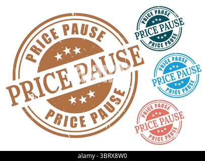 A Frozen Price Stamp Set, Grunge Rubber Price Pause Label Collection Stock Vector