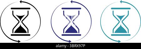 Timer and Progress Symbol Collection, Vector Hourglass Icons. Stock Vector