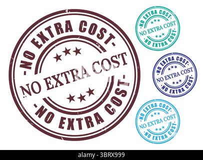 A Zero Additional Cost Badge Set, Grunge Style Free Price Stamp Collection Stock Vector
