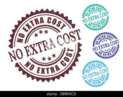 A All-Inclusive Price Stamp Pack, Grunge Style No Extra Charge Label Set Stock Vector