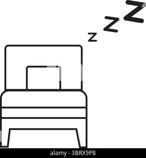 Sleeping Bed Icon with Zzz Symbol – Sleep and Rest Concept Illustration Stock Vector