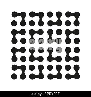 Metaball icons. Connected dots signs. Integration abstract symbol. Circles seamless pattern. Point movement. Connected blobs. Metaballs transition Stock Vector