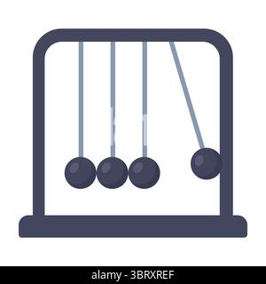 A classic Newtons cradle with five metal balls suspended in a frame demonstrating momentum and energy transfer. Stock Vector