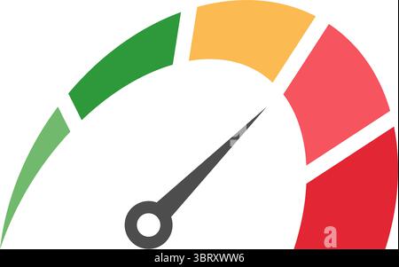 Colorful speed gauge indicator showing medium performance level Stock Vector