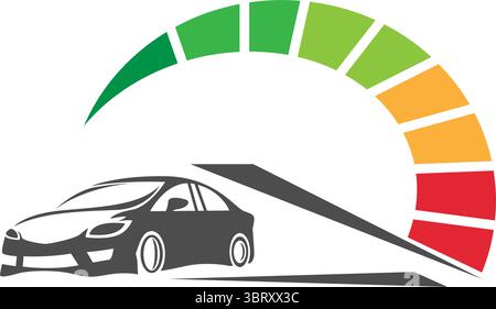Colorful speed gauge indicator showing medium performance level Stock Vector