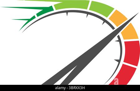 Colorful speed gauge indicator showing medium performance level Stock Vector