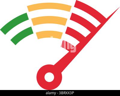 Colorful speed gauge indicator showing medium performance level Stock Vector