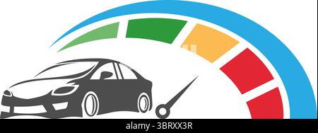 Colorful speed gauge indicator showing medium performance level Stock Vector
