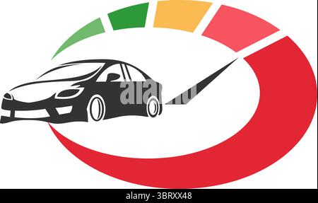 Colorful speed gauge indicator showing medium performance level Stock Vector