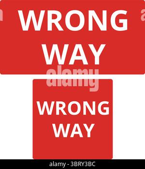 Red wrong way banners on a white background Stock Vector