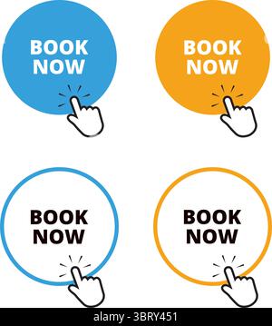 Blue and orange book now round buttons on a white background Stock Vector