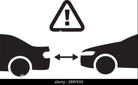 Safe distance between cars, pixel-perfect linear icon. Safe driving rules, customizable illustration. Stock Vector