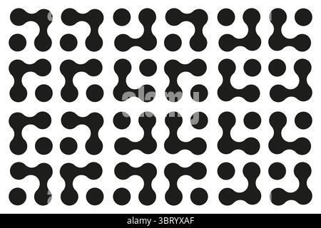 Metaball connected dots, blobs transition. Abstract innovation symbol. Organic circles shapes. Point movement. Template for seamless pattern, web Stock Vector