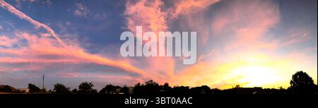 Panoramic of a Colorful Sunset in Central Texas Stock Photo