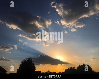 Cloudy Sunset in East Central Texas Stock Photo
