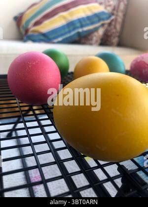 Easter Eggs Drying on a Rack Stock Photo