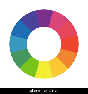 Multicolored wheel. Color circle guide. Pie chart diagram. Infographic element round shape. Color theory. Color wheel palette template for art school Stock Vector