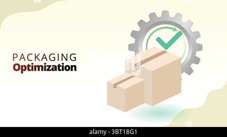 packaging otimization concept. Efficiency in packaging design to reduce costs and environmental impact. supply chain managemnt isometric 3d style Stock Vector