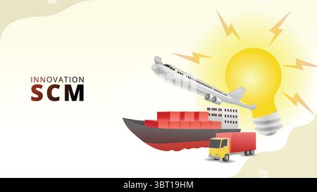 innovation in supply chain management concept. supply chain management isometric 3d style vector illustration Stock Vector