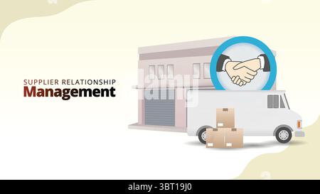 supplier relationship management concept. supply chain managemnt isometric 3d style vector illustration Stock Vector