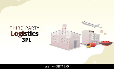 third party logistic concept. supply chain managemnt isometric 3d style vector illustration Stock Vector