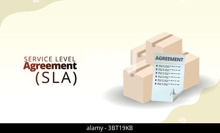 service level agreement SLA concept . Agreement on service levels between provider and client. supply chain managemnt isometric 3d style vector illust Stock Vector