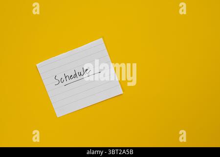 Schedule note isolated on background Time management background Stock Photo