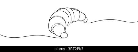 Croissant. One line drawing vector illustration. Editable stroke. Stock Vector