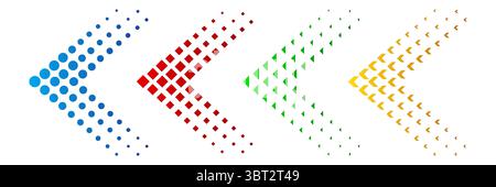 Dots arrow icon set. Vector halftone arrows Stock Vector