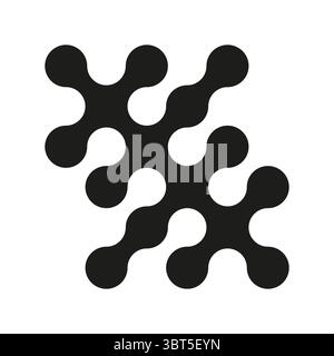 Metaball dot flat icon. Connected circle shape sign. Abstract integration symbol. Point movement simple pattern. Morphing blobs. Metaballs transition Stock Vector