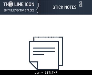 Sticky Notes Symbol Icon. Sleek Thin Line Business Icon. Stroke Pictogram Graphic for Web Design. High-Quality Outline Symbol Concept. Premium Monolin Stock Vector