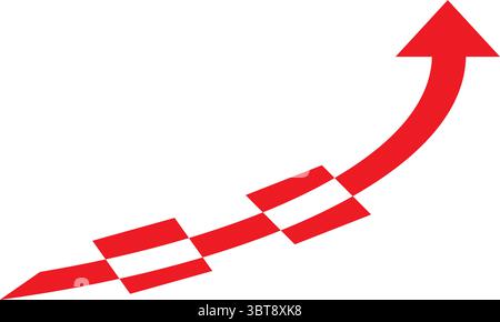 Bold red checkered upward arrow vector for success, progress and sales strategy design Stock Vector