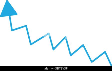 Blue zigzag up arrow symbolizing technology growth and digital business success chart Stock Vector
