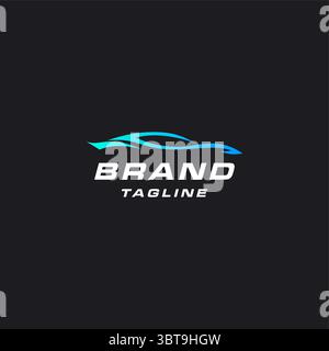 Speed Car Silhouette Logo Design. Fast Blue Car Silhouette Logo Design. Stock Vector