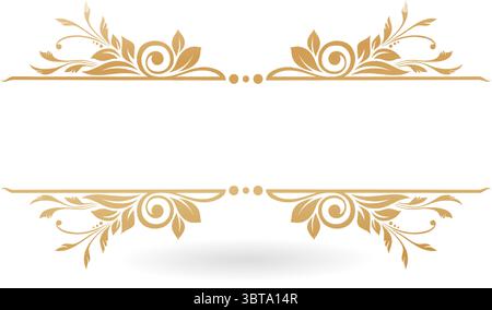 golden floral ornament with place for your texts isolated white backgrounds for baroque of vintage elements design material, invitations and greeting Stock Vector