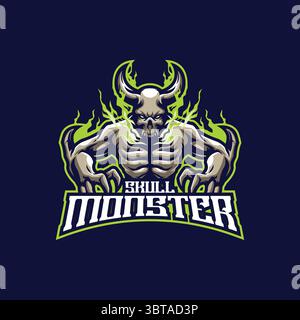Skull mascot logo design vector with modern illustration concept style for badge, emblem and t shirt printing. Skull illustration for sport team. Stock Vector