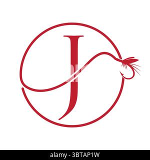 Initial Letter J Fishing Logo Design Concept With Fishing Hook Symbol Vector Template Stock Vector