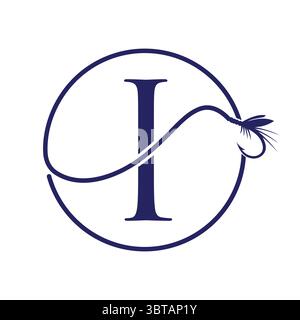 Initial Letter I Fishing Logo Design Concept With Fishing Hook Symbol Vector Template Stock Vector
