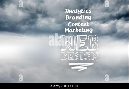 design terms written on sky background Stock Photo