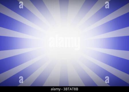 Bright white core is radiating blue and white rays fading to purple-blue gradient in flat design Stock Photo