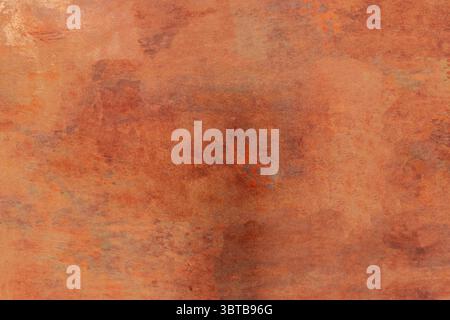 Distressed aged weathered copper background backdrop. grunge design building product concept. Stock Photo