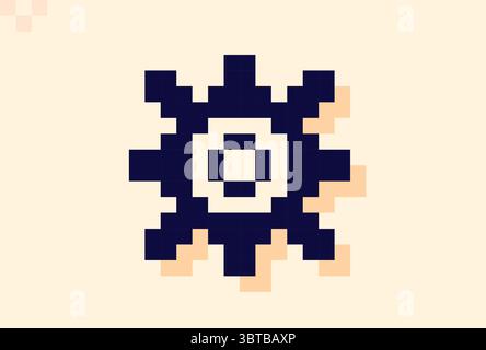 8-bit dark icon drawn in pixel art style. Stock Vector