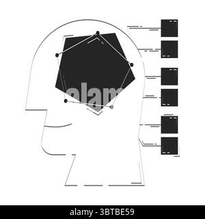 AI-driven analytics doodle line illustration concept Stock Vector