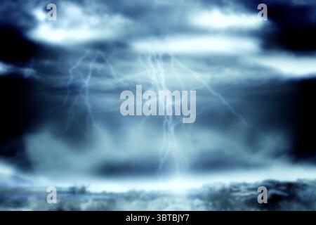 Low angle view of overcast sky with lightning Stock Photo