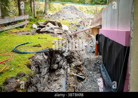 Foundation Trench for House Construction Stock Photo