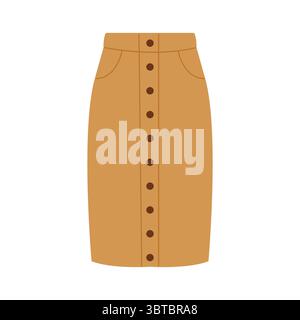 Long women's skirt. Hand-drawn illustration. Flat vector illustration isolated on a white background Stock Vector