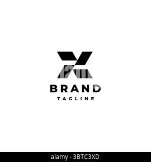 Simple Bold Initial Letter X Logo Design.  Centered Geometric Shapes Forming Letter X Logo Design. Stock Vector