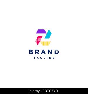 Letter Z Among Colored Trapezoids Logo Design. Colorful Trapezoids Rotating to Form Letter Z Logo Design. Stock Vector