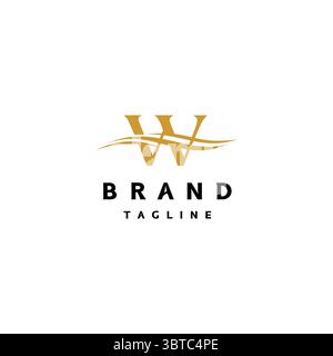 Elegant Initial Letter W Wave Logo Design. Classy Letter W With Water Wave In The Middle Logo Design. Stock Vector
